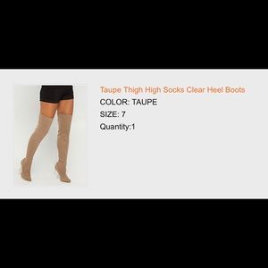 Taupe Thigh high clear heel boots